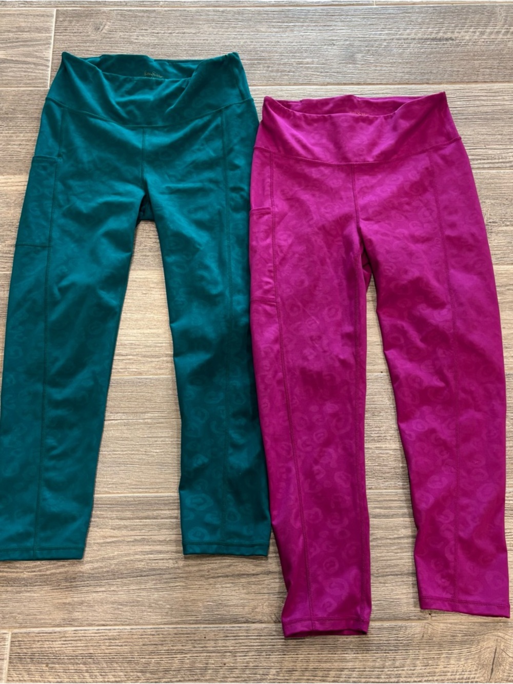 Lilly Pulitzer Luxletic Leggings Bundle of 2 side pocket Pink & Green Medium